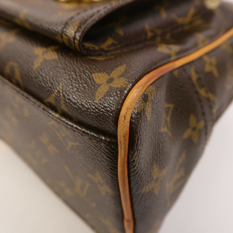 LOUIS VUITTON Monogram Manhattan GM金扣手挽袋棕色-9