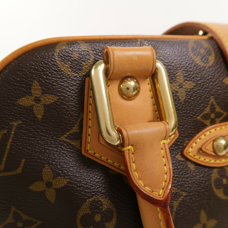 LOUIS VUITTON Monogram Manhattan GM金扣手挽袋棕色-14