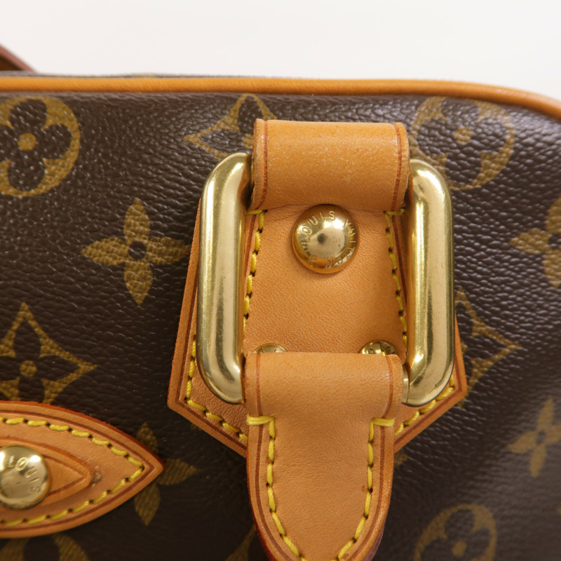 LOUIS VUITTON Monogram Manhattan GM金扣手挽袋棕色-15