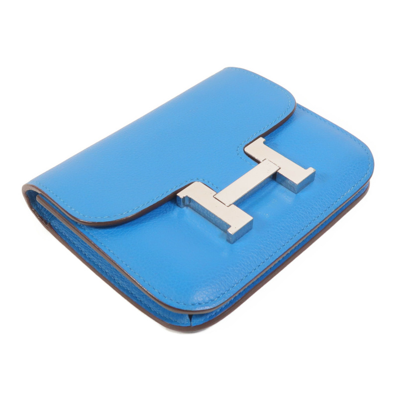 HERMES Evercolor皮革Constance Slim Wallet錢包Bleu Zanzibar-2