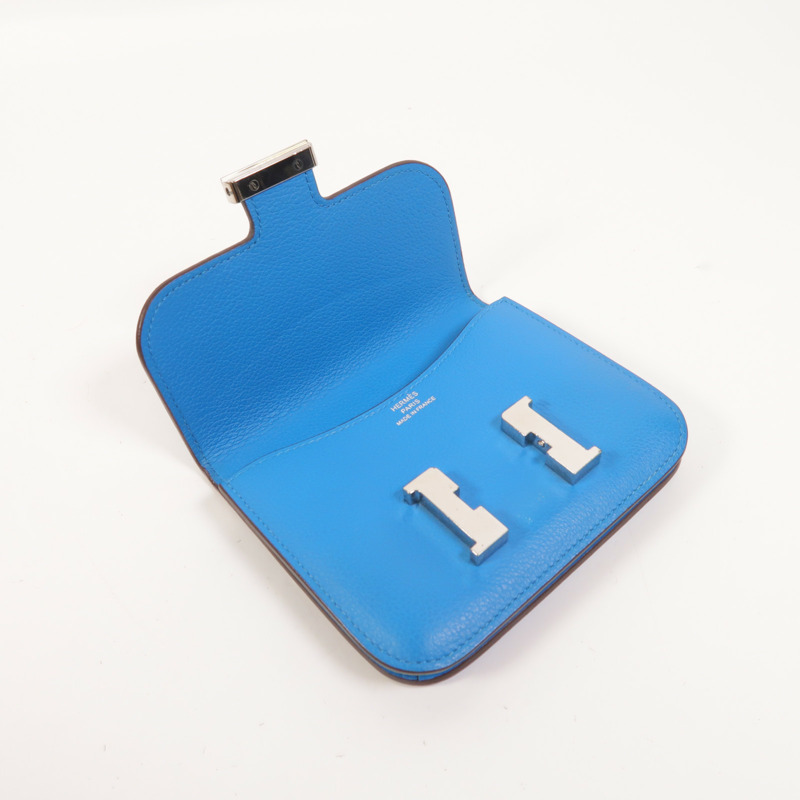 HERMES Evercolor皮革Constance Slim Wallet錢包Bleu Zanzibar-4