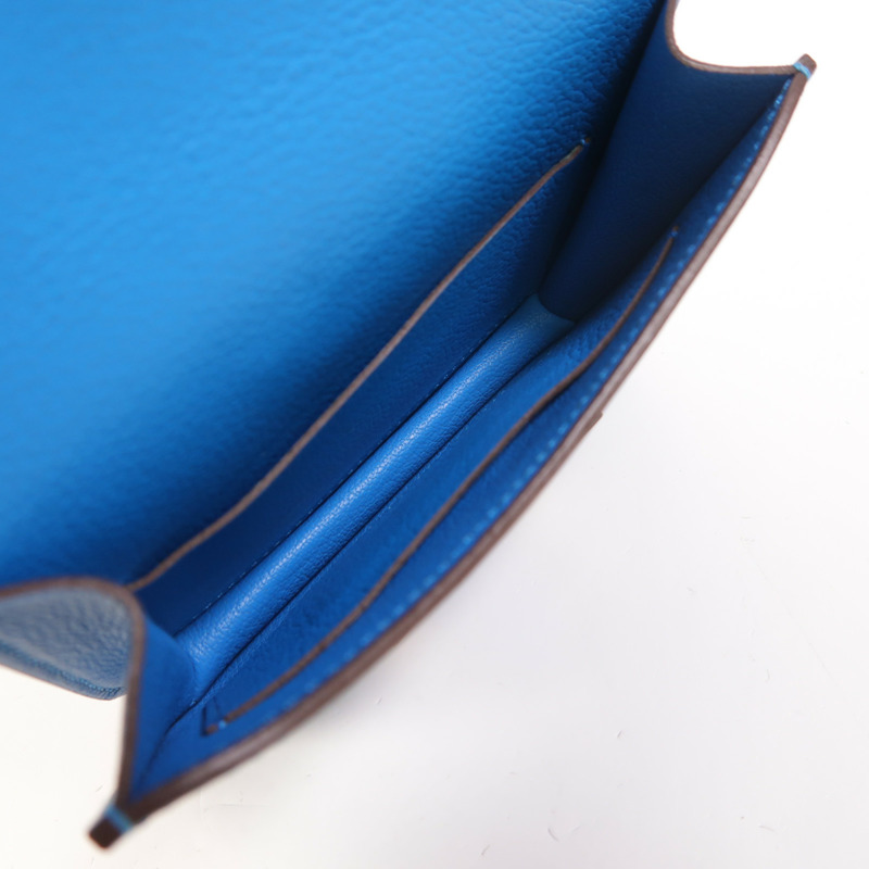 HERMES Evercolor皮革Constance Slim Wallet錢包Bleu Zanzibar-5
