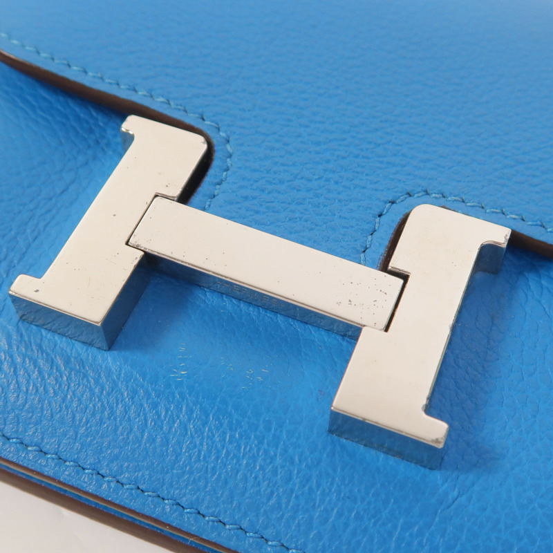 HERMES Evercolor皮革Constance Slim Wallet錢包Bleu Zanzibar-9