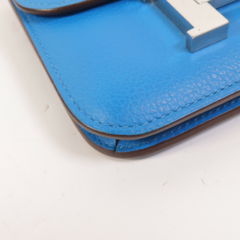 HERMES Evercolor皮革Constance Slim Wallet錢包Bleu Zanzibar-11