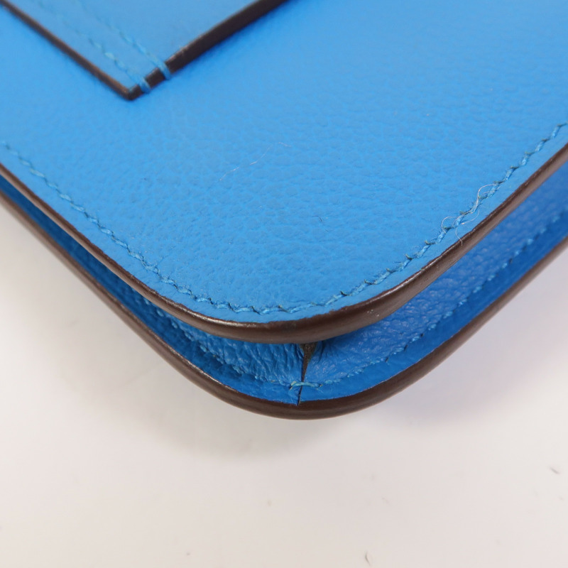 HERMES Evercolor皮革Constance Slim Wallet錢包Bleu Zanzibar-12