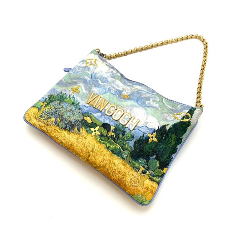 LV 聯名款梵高麥田與柏樹 手提肩背包. 25*19  9新 配件塵袋-7
