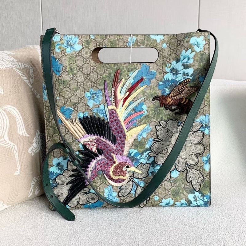 Gucci 天竺葵小蜜蜂鳳凰刺繡托特包  36*38*12 9新 配件肩帶 塵袋-2