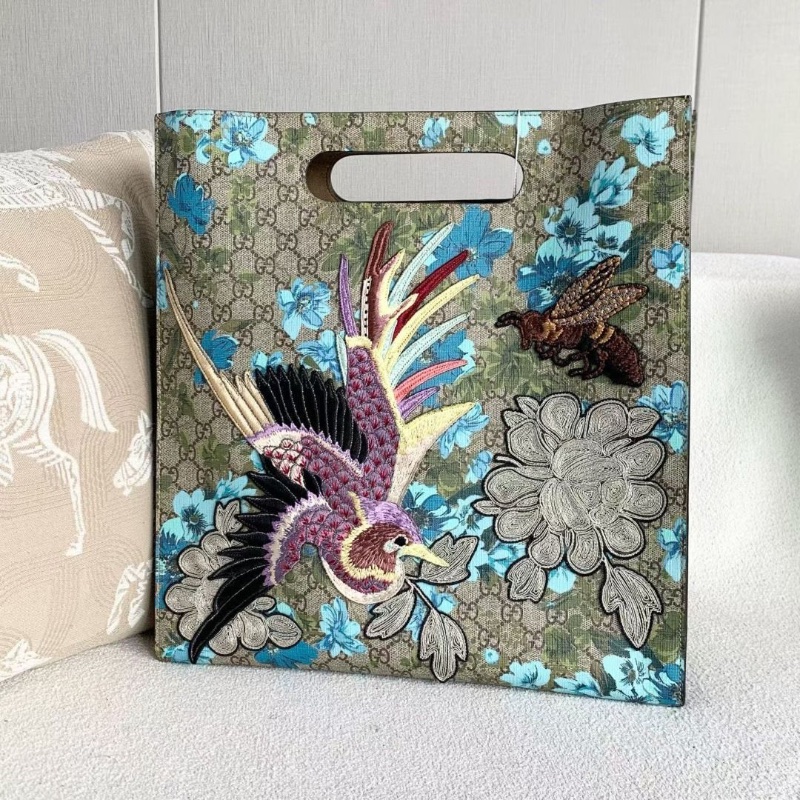 Gucci 天竺葵小蜜蜂鳳凰刺繡托特包  36*38*12 9新 配件肩帶 塵袋-6