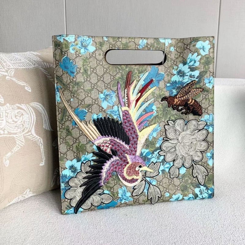 Gucci 天竺葵小蜜蜂鳳凰刺繡托特包  36*38*12 9新 配件肩帶 塵袋-7