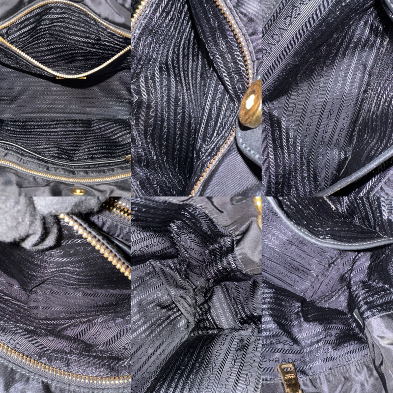 普拉達 PRADA 黑色尼龍鏈條兩用格紋托特包（1BG740）-5