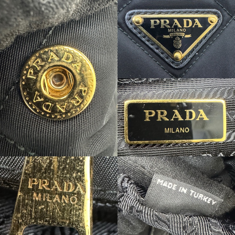 普拉達 PRADA 黑色尼龍鏈條兩用格紋托特包（1BG740）-6