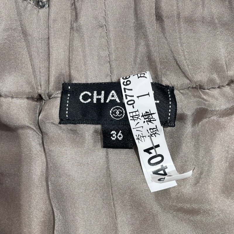CHANEL 香奈兒 粗花呢短褲 羊毛混紡 米棕色系 SIZE:36-5