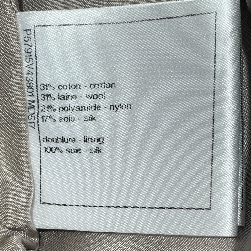 CHANEL 香奈兒 粗花呢短褲 羊毛混紡 米棕色系 SIZE:36-9