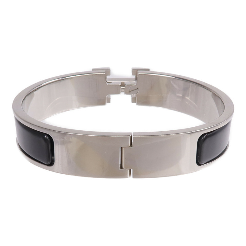 HERMES 金屬/琺瑯Clic H Bracelet手鐲Noir-2