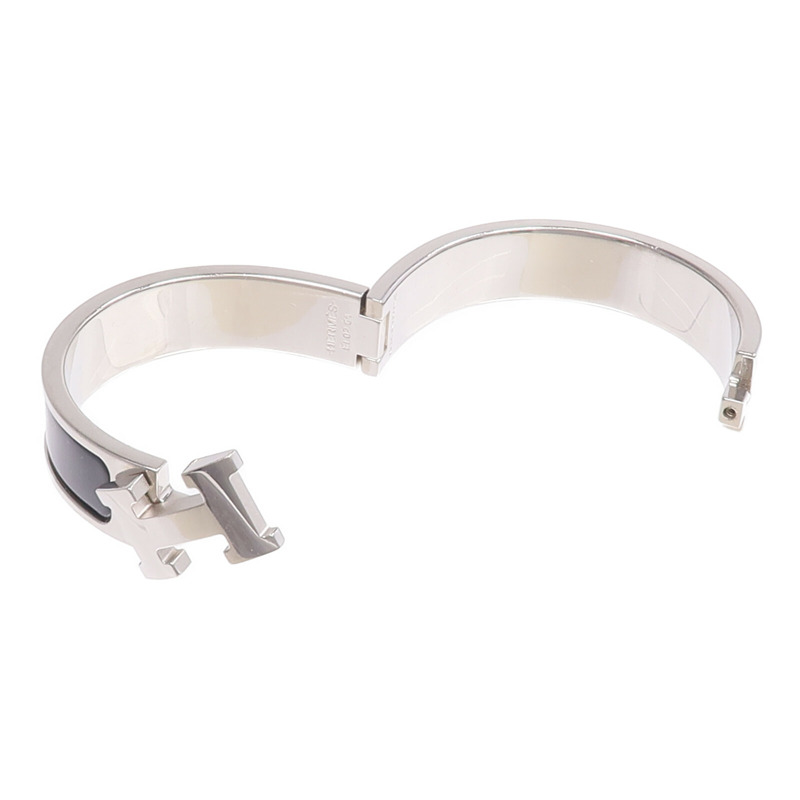 HERMES 金屬/琺瑯Clic H Bracelet手鐲Noir-6