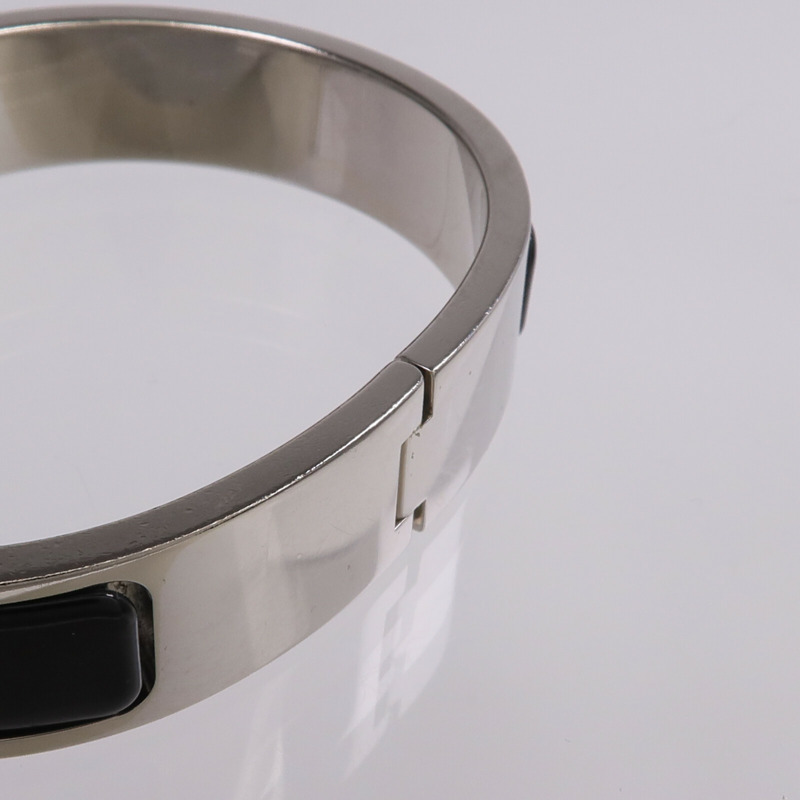 HERMES 金屬/琺瑯Clic H Bracelet手鐲Noir-8