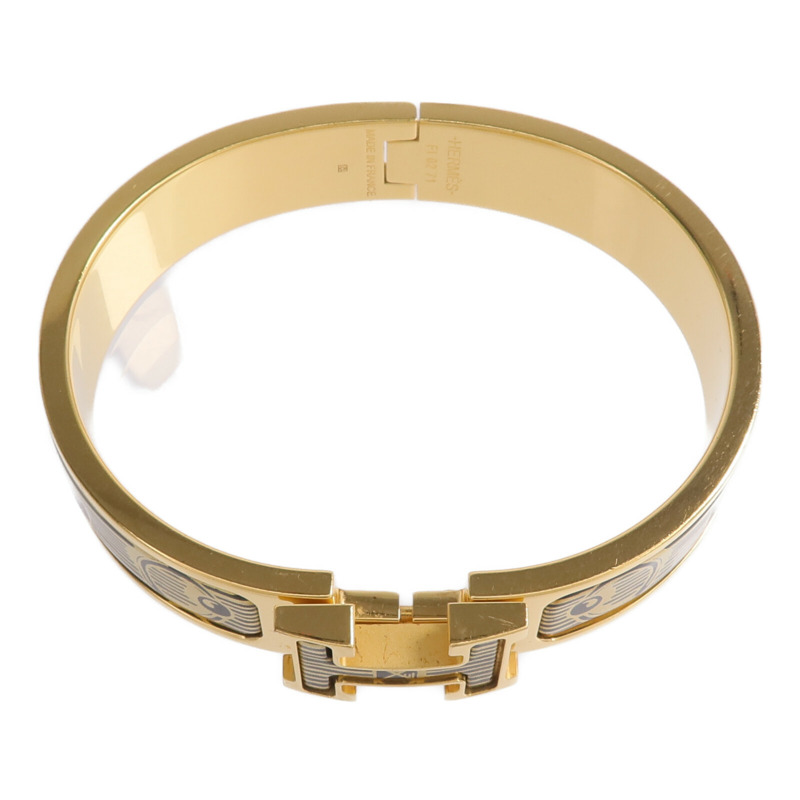 HERMES 金屬/琺瑯Clic H Bijoux Trompe L'Oeil手鐲-3