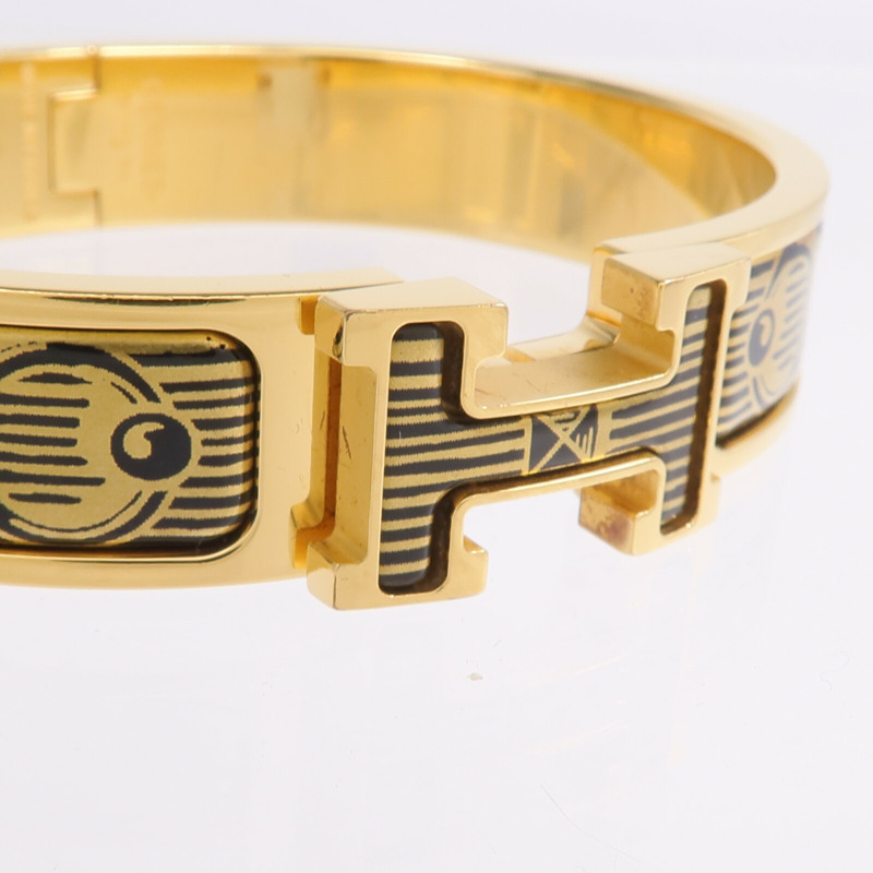 HERMES 金屬/琺瑯Clic H Bijoux Trompe L'Oeil手鐲-4
