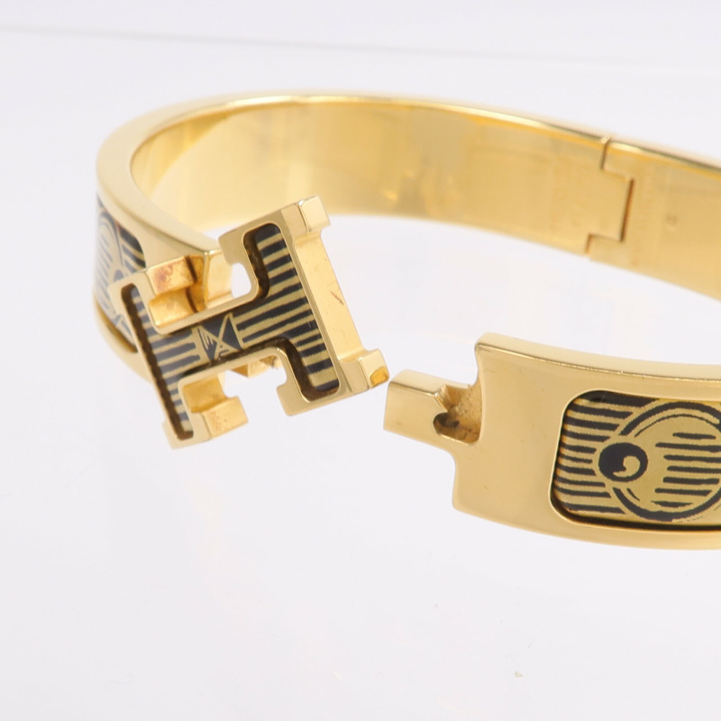 HERMES 金屬/琺瑯Clic H Bijoux Trompe L'Oeil手鐲-5