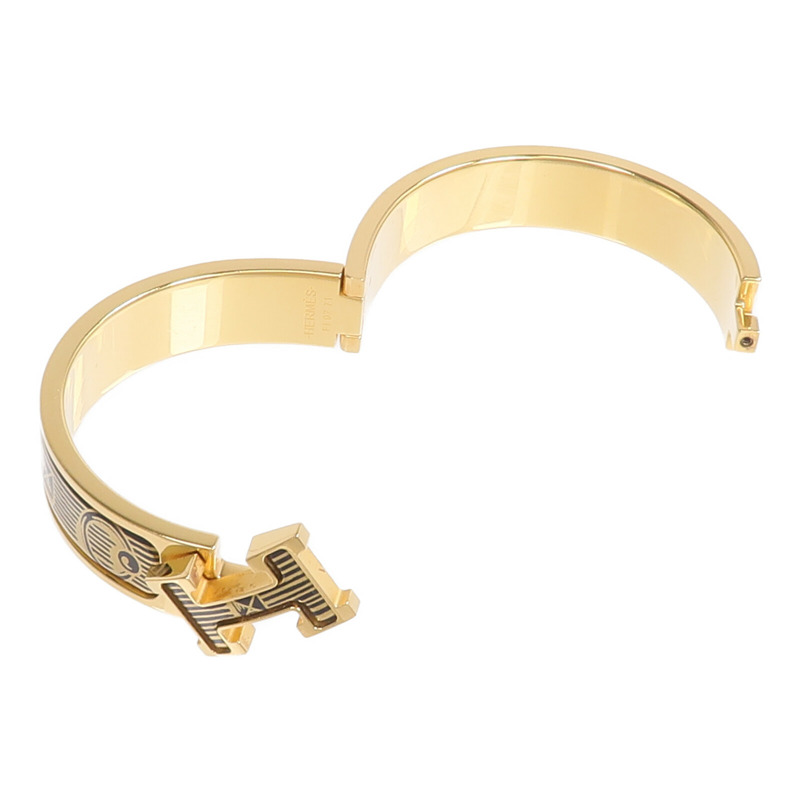 HERMES 金屬/琺瑯Clic H Bijoux Trompe L'Oeil手鐲-6