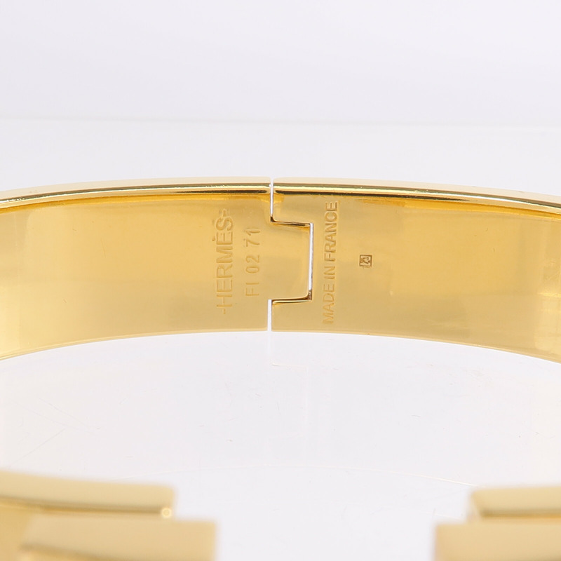 HERMES 金屬/琺瑯Clic H Bijoux Trompe L'Oeil手鐲-7