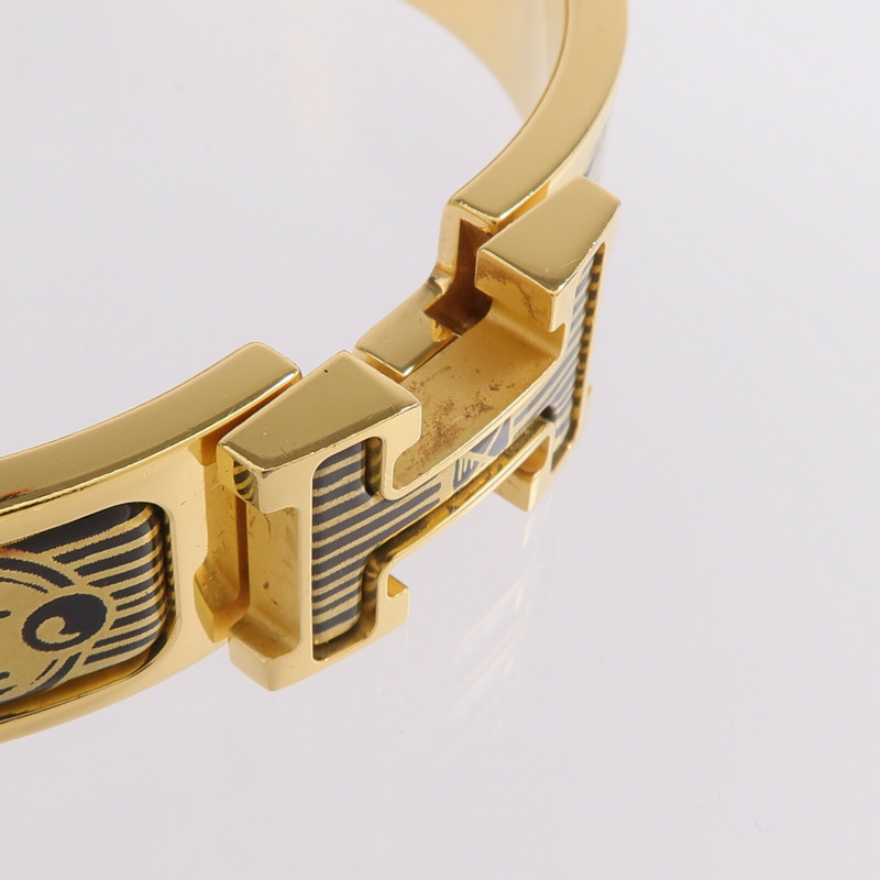HERMES 金屬/琺瑯Clic H Bijoux Trompe L'Oeil手鐲-8