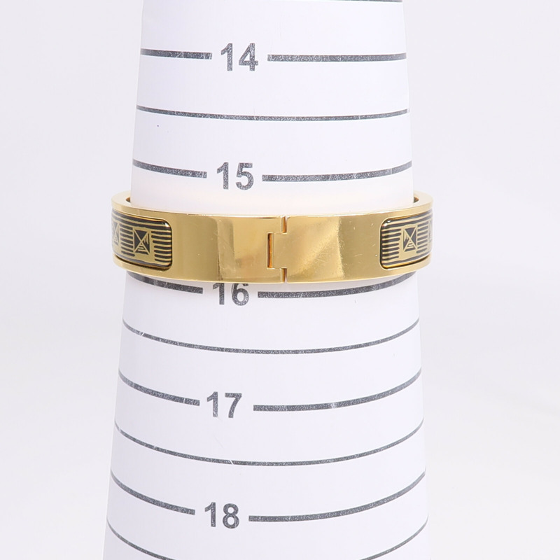 HERMES 金屬/琺瑯Clic H Bijoux Trompe L'Oeil手鐲-11