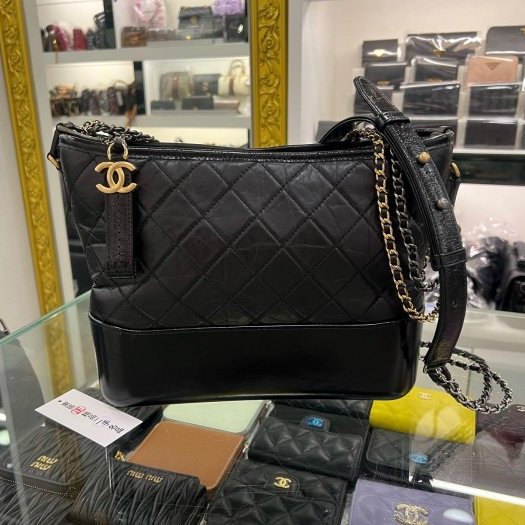 東區正精品㊣CHANEL A93824 香奈兒黑色牛皮金銀雙色皮穿鍊帶流浪包肩背包斜背包中款 RZ6387-0