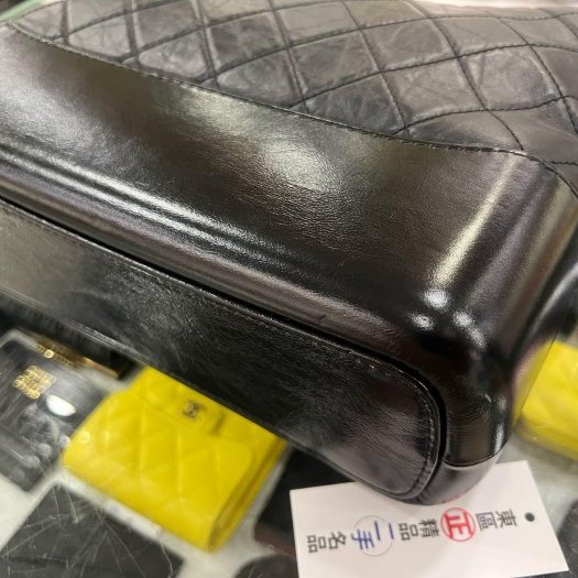 東區正精品㊣CHANEL A93824 香奈兒黑色牛皮金銀雙色皮穿鍊帶流浪包肩背包斜背包中款 RZ6387-7