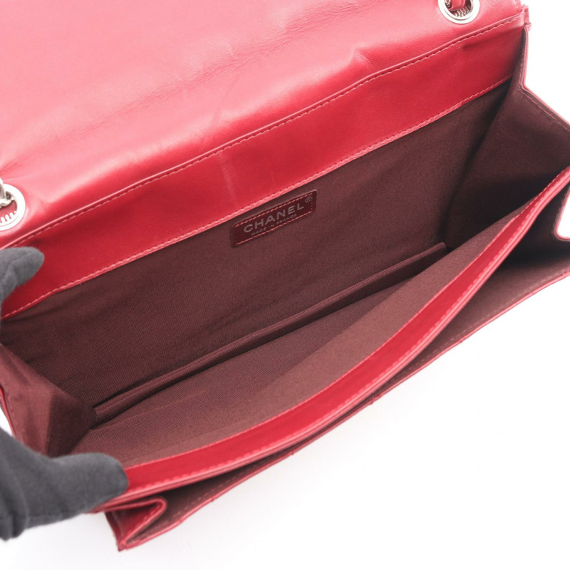 香奈兒 (CHANEL) 菱格紋鏈條肩背包，羊皮材質，紅色，二手，女士款，附鏈條-2