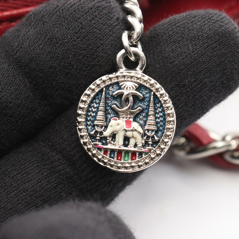 香奈兒 (CHANEL) 菱格紋鏈條肩背包，羊皮材質，紅色，二手，女士款，附鏈條-7