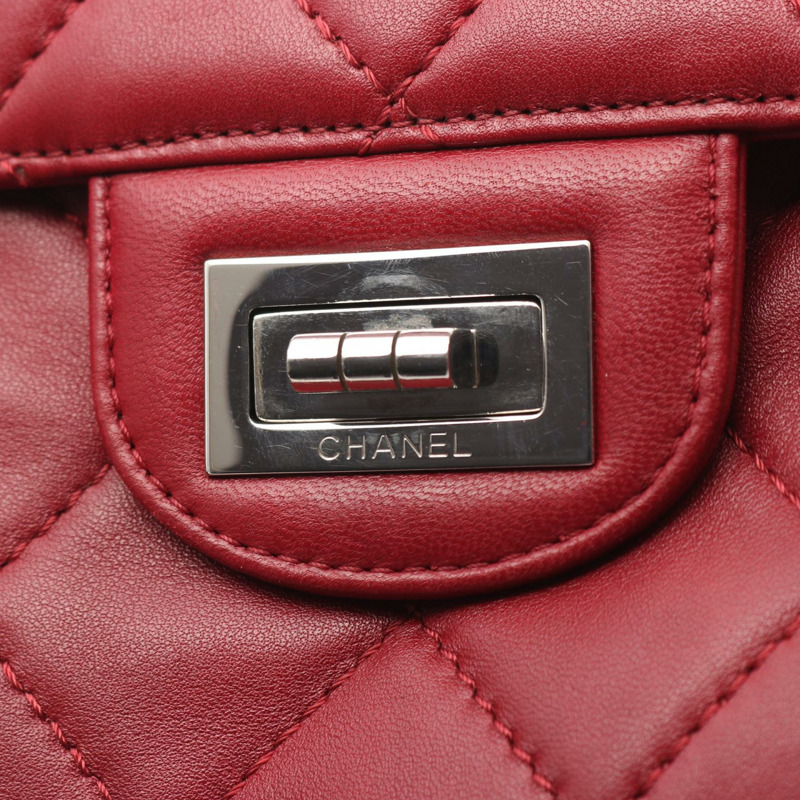 香奈兒 (CHANEL) 菱格紋鏈條肩背包，羊皮材質，紅色，二手，女士款，附鏈條-8