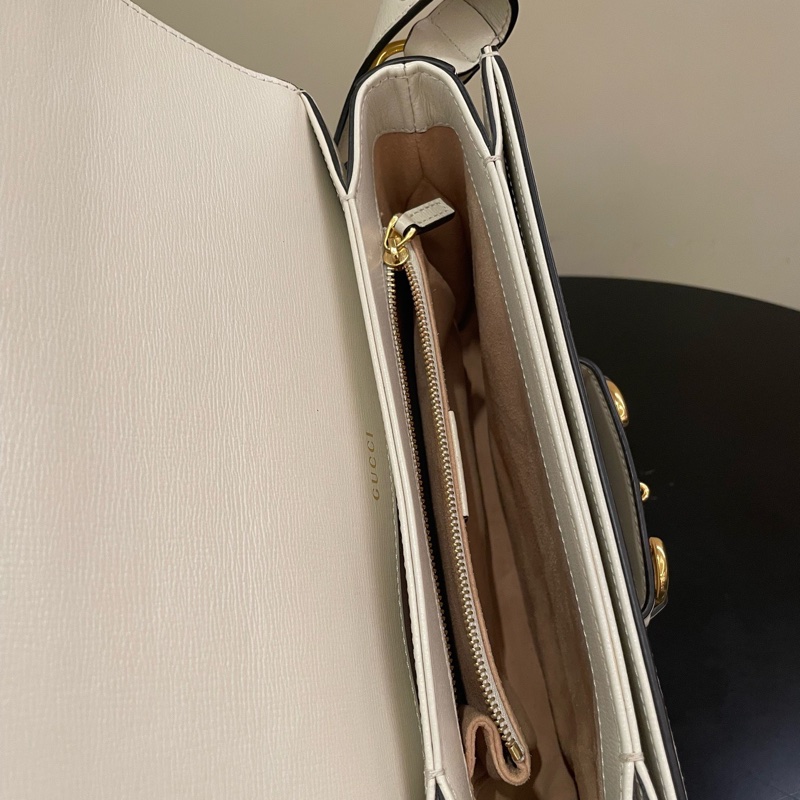 Gucci/古馳1955馬銜扣馬鞍包💟白色皮革鑲邊，肩帶可調節，單肩/斜挎 尺寸約25x18x8cm-6