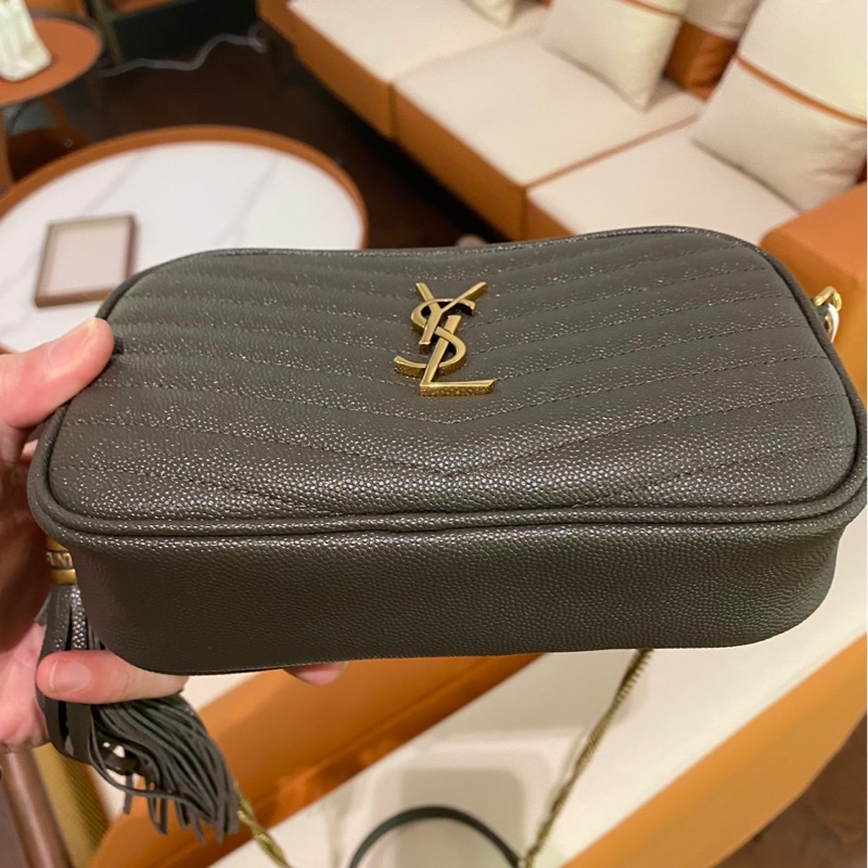 YSL Mini Lou相機包 灰色金扣-1