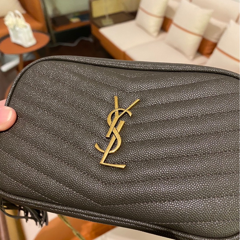 YSL Mini Lou相機包 灰色金扣-3