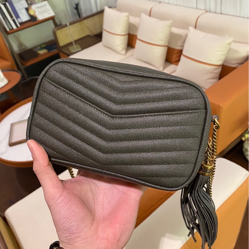 YSL Mini Lou相機包 灰色金扣-4