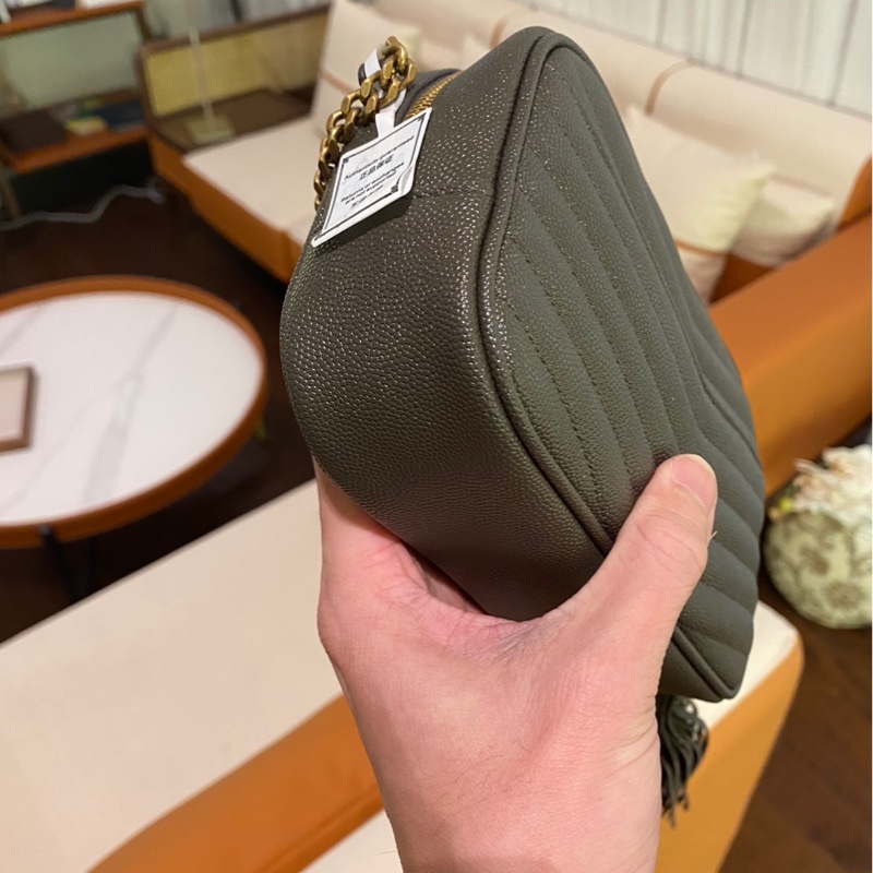 YSL Mini Lou相機包 灰色金扣-5