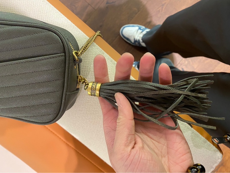 YSL Mini Lou相機包 灰色金扣-6