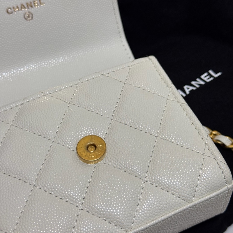 Chanel 22K晶片款 mini 白金荔枝皮小廢包-3
