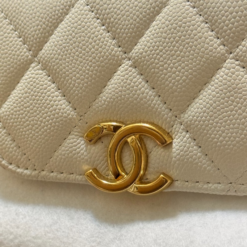 Chanel 22K晶片款 mini 白金荔枝皮小廢包-13