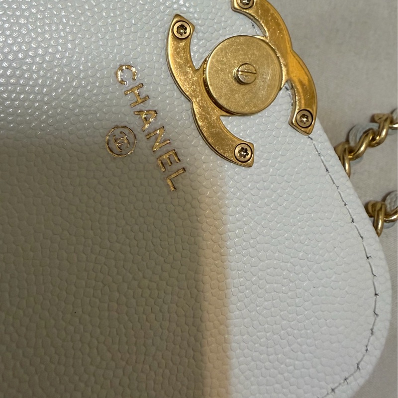 Chanel 22K晶片款 mini 白金荔枝皮小廢包-14