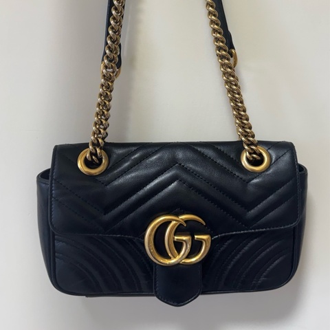 Gucci Marmont 愛心款鏈條包 黑金 小號｜正品｜狀況佳