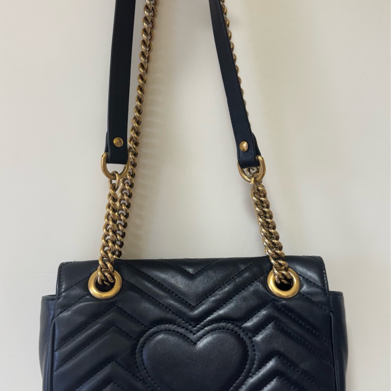Gucci Marmont 愛心款鏈條包 黑金 小號｜正品｜狀況佳-1