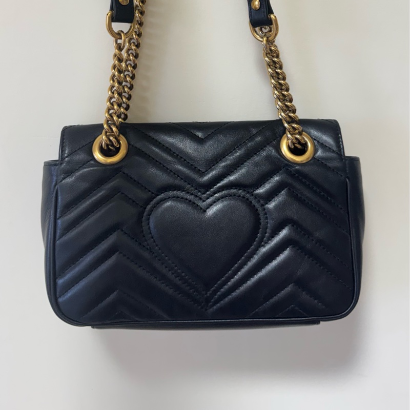 Gucci Marmont 愛心款鏈條包 黑金 小號｜正品｜狀況佳-6