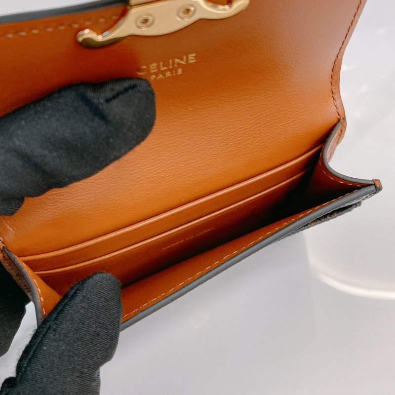 MS0680 Celine 思琳經典花紋於夾 Card Holder with Flap Triomphe Canvas Tan-11
