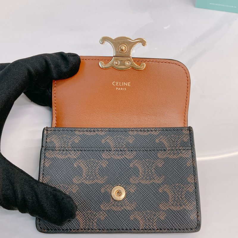 MS0680 Celine 思琳經典花紋於夾 Card Holder with Flap Triomphe Canvas Tan-14