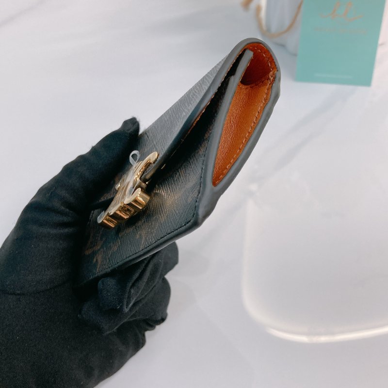 MS0680 Celine 思琳經典花紋於夾 Card Holder with Flap Triomphe Canvas Tan-17