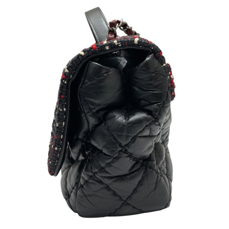 CHANEL 香奈兒 CF 毛呢 肩背包 紅色/黑色 銀鍊-2