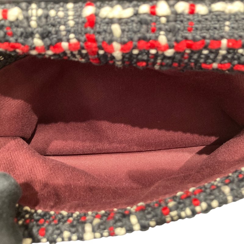 CHANEL 香奈兒 CF 毛呢 肩背包 紅色/黑色 銀鍊-14