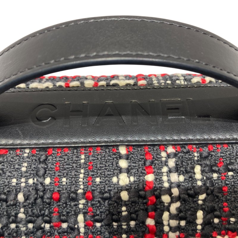 CHANEL 香奈兒 CF 毛呢 肩背包 紅色/黑色 銀鍊-19